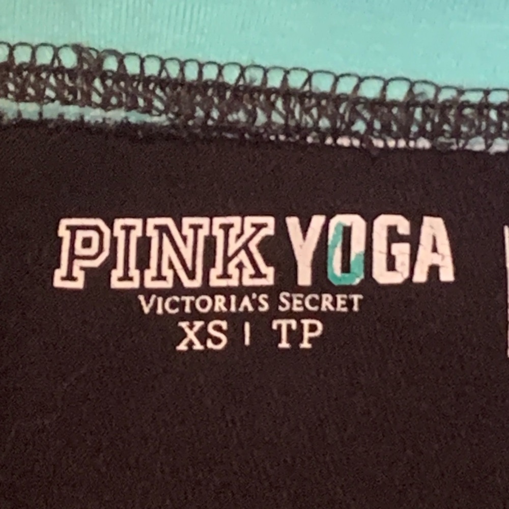 Victoria’s Secret Pink Bling Sequin Black Aqua Turquoise Yoga Leggings Tights - Picture 14 of 15